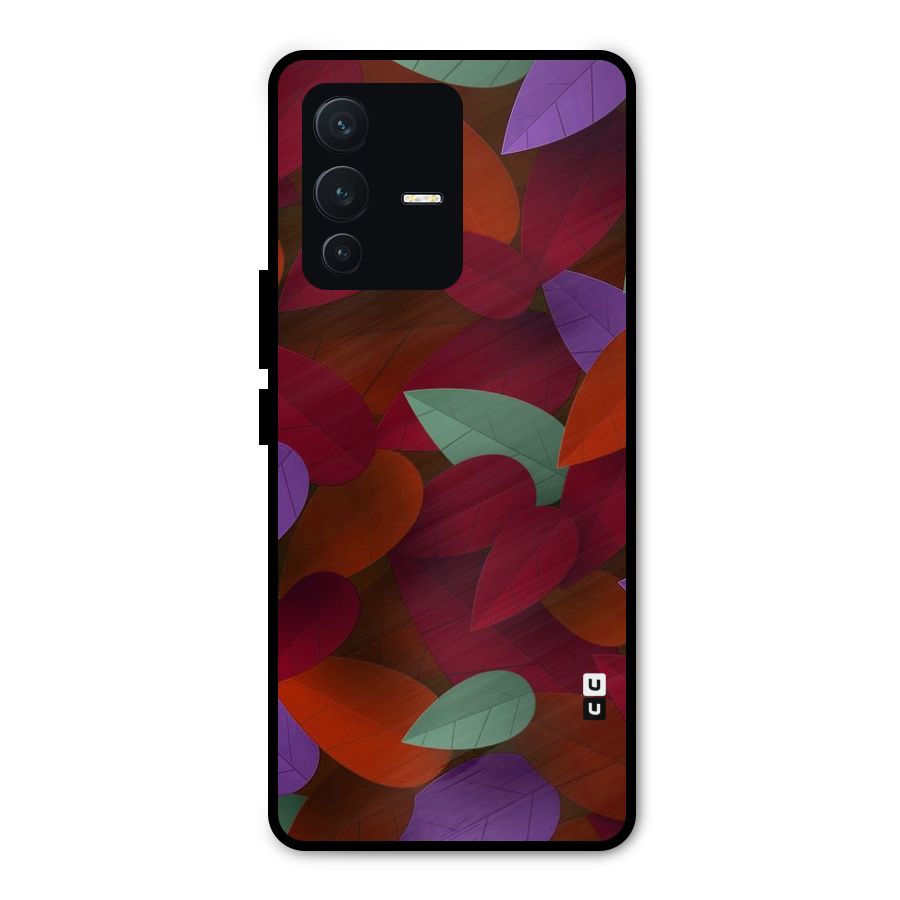 Aesthetic Colorful Leaves Metal Back Case for Vivo V23 Pro