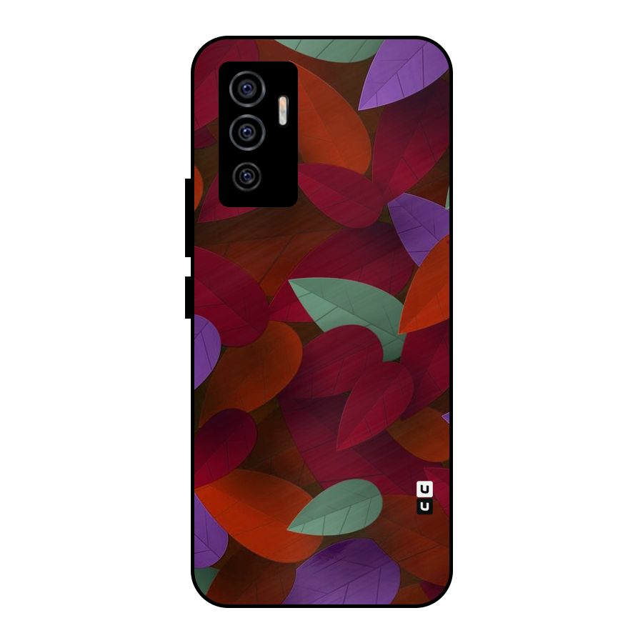 Aesthetic Colorful Leaves Metal Back Case for Vivo V23e