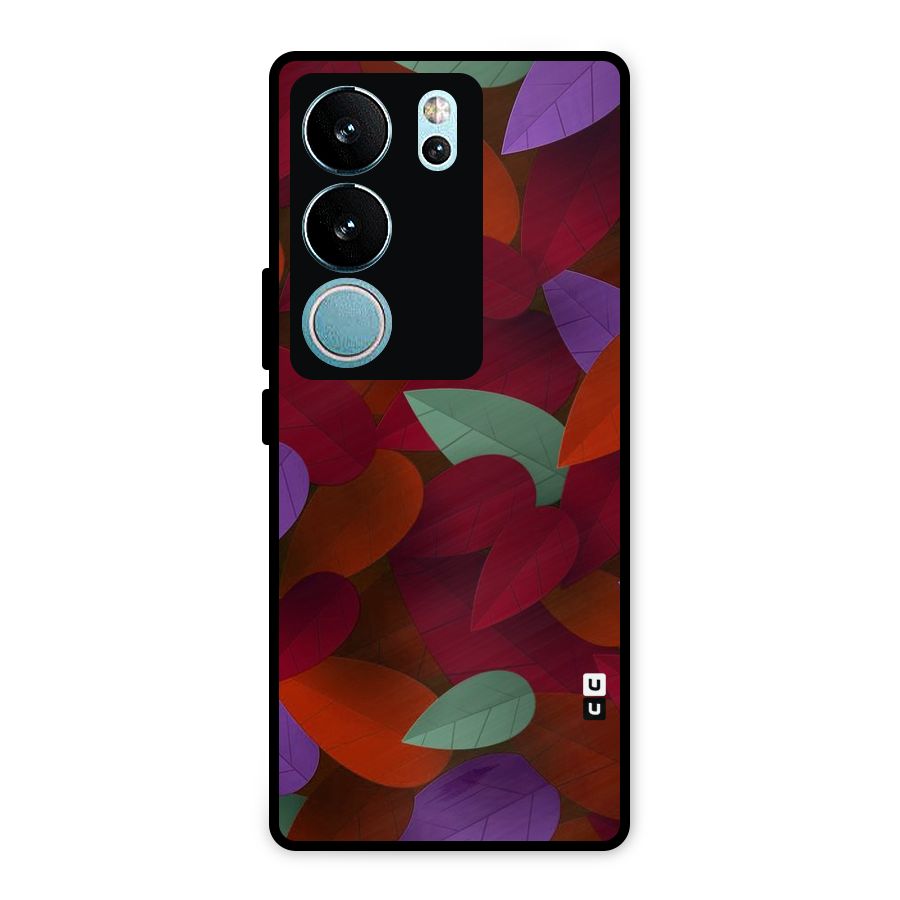 Aesthetic Colorful Leaves Metal Back Case for Vivo V29