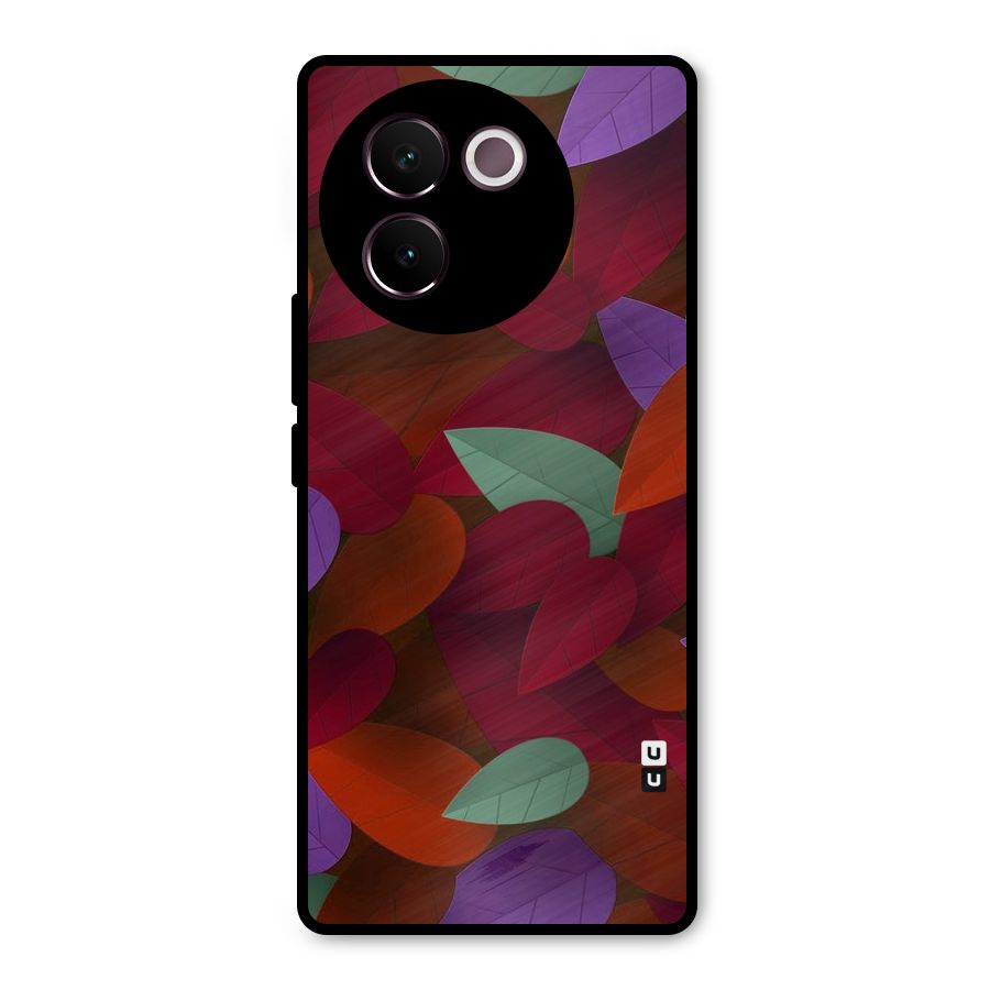 Aesthetic Colorful Leaves Metal Back Case for Vivo V30e
