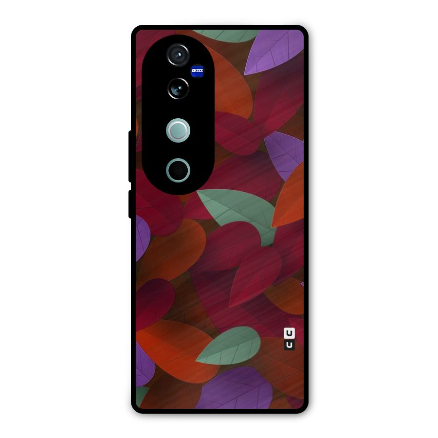 Aesthetic Colorful Leaves Metal Back Case for Vivo V40