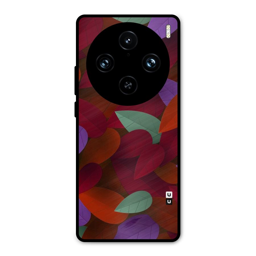 Aesthetic Colorful Leaves Metal Back Case for Vivo X100 Pro