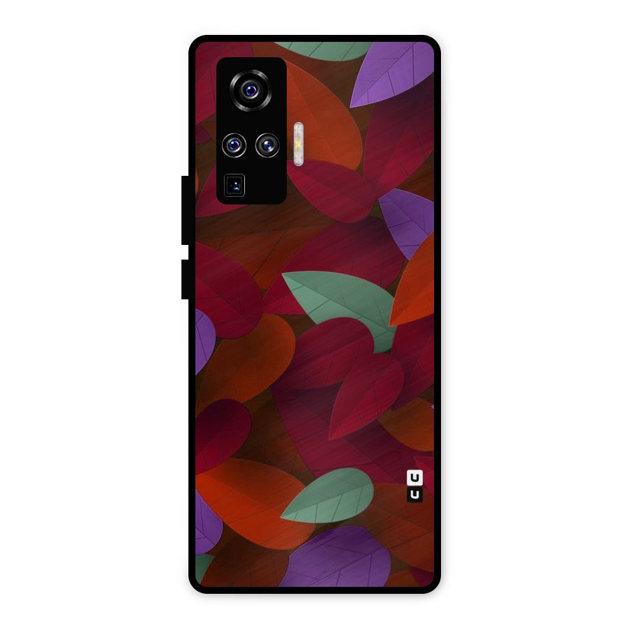 Aesthetic Colorful Leaves Metal Back Case for Vivo X50 Pro