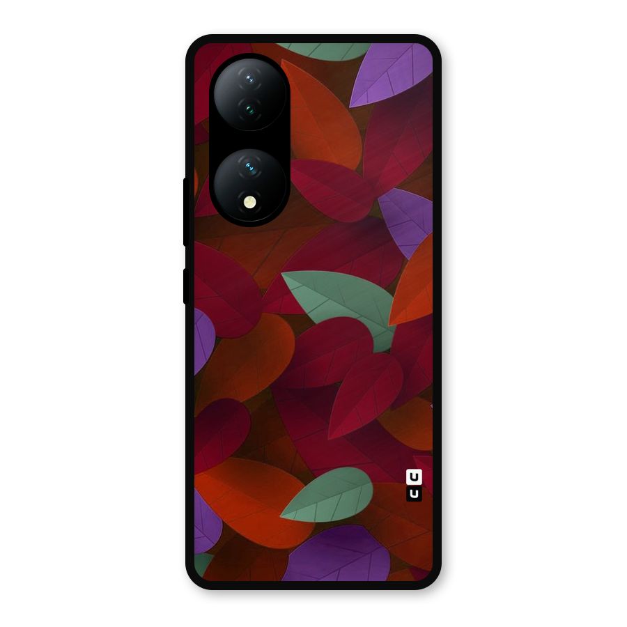 Aesthetic Colorful Leaves Metal Back Case for Vivo Y100a