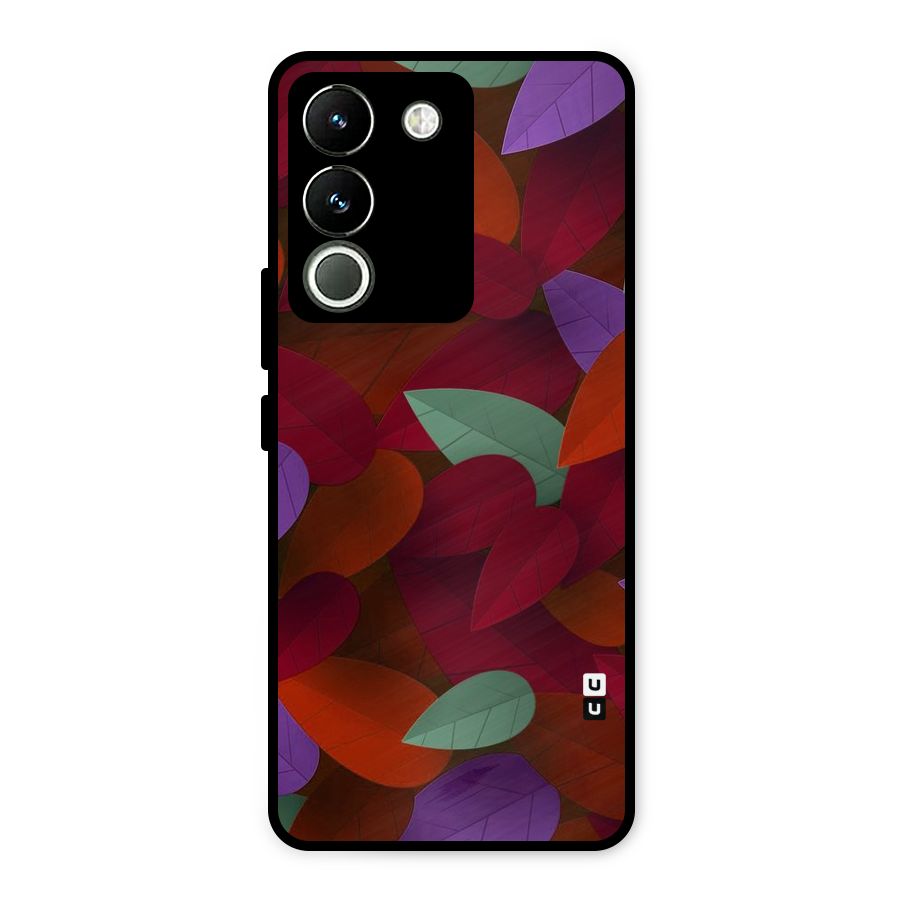Aesthetic Colorful Leaves Metal Back Case for Vivo Y200