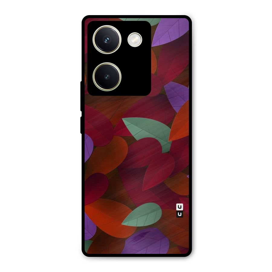 Aesthetic Colorful Leaves Metal Back Case for Vivo Y200 Pro