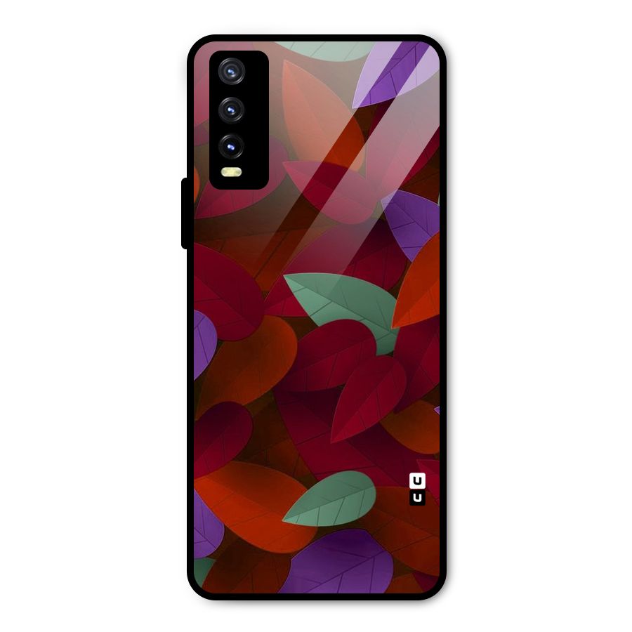 Aesthetic Colorful Leaves Metal Back Case for Vivo Y20g