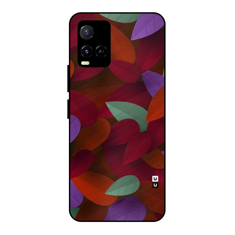 Aesthetic Colorful Leaves Metal Back Case for Vivo Y21T