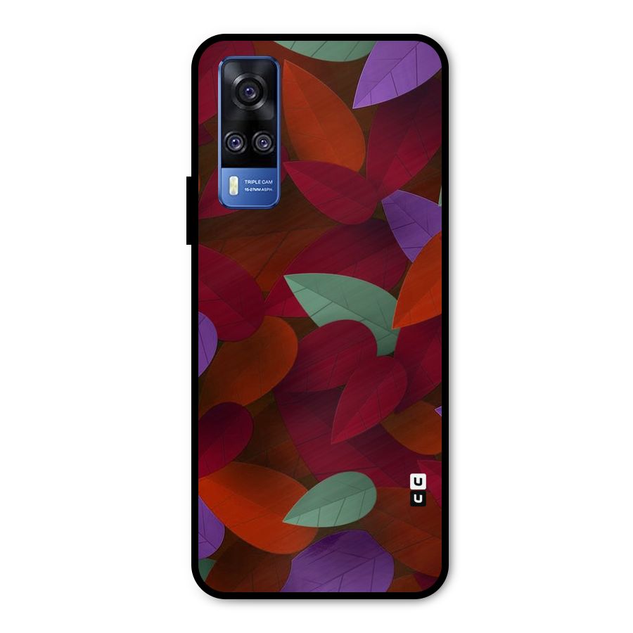 Aesthetic Colorful Leaves Metal Back Case for Vivo Y51A