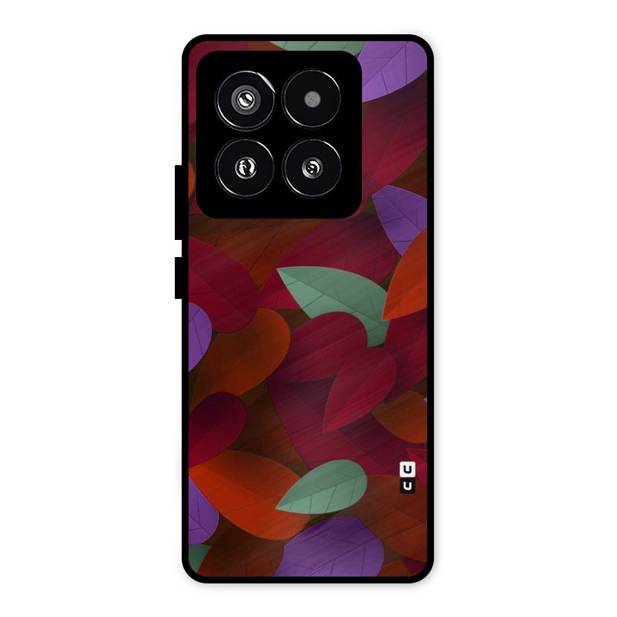 Aesthetic Colorful Leaves Metal Back Case for Xiaomi 14 Pro