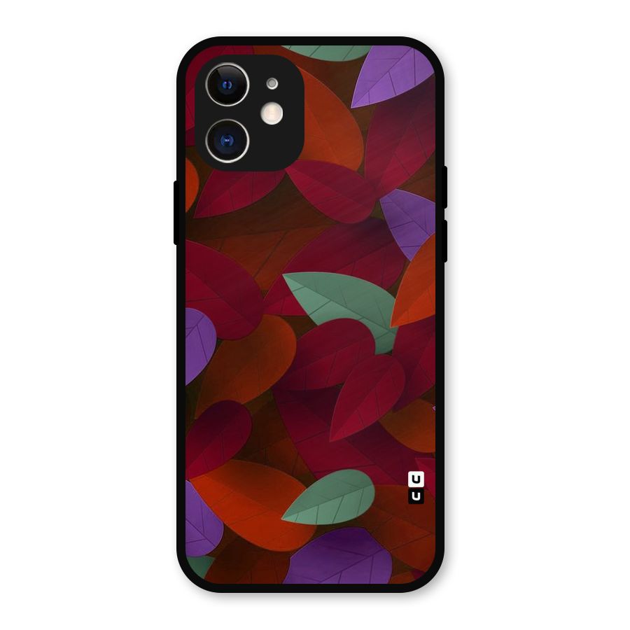 Aesthetic Colorful Leaves Metal Back Case for iPhone 12