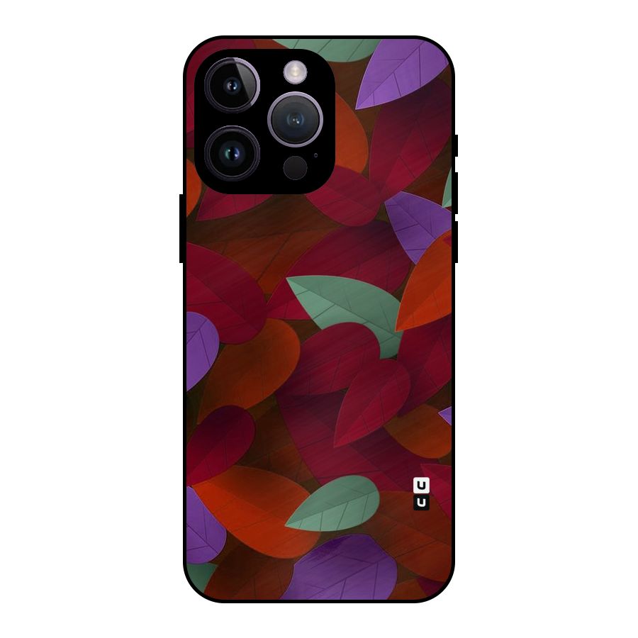 Aesthetic Colorful Leaves Metal Back Case for iPhone 14 Pro Max