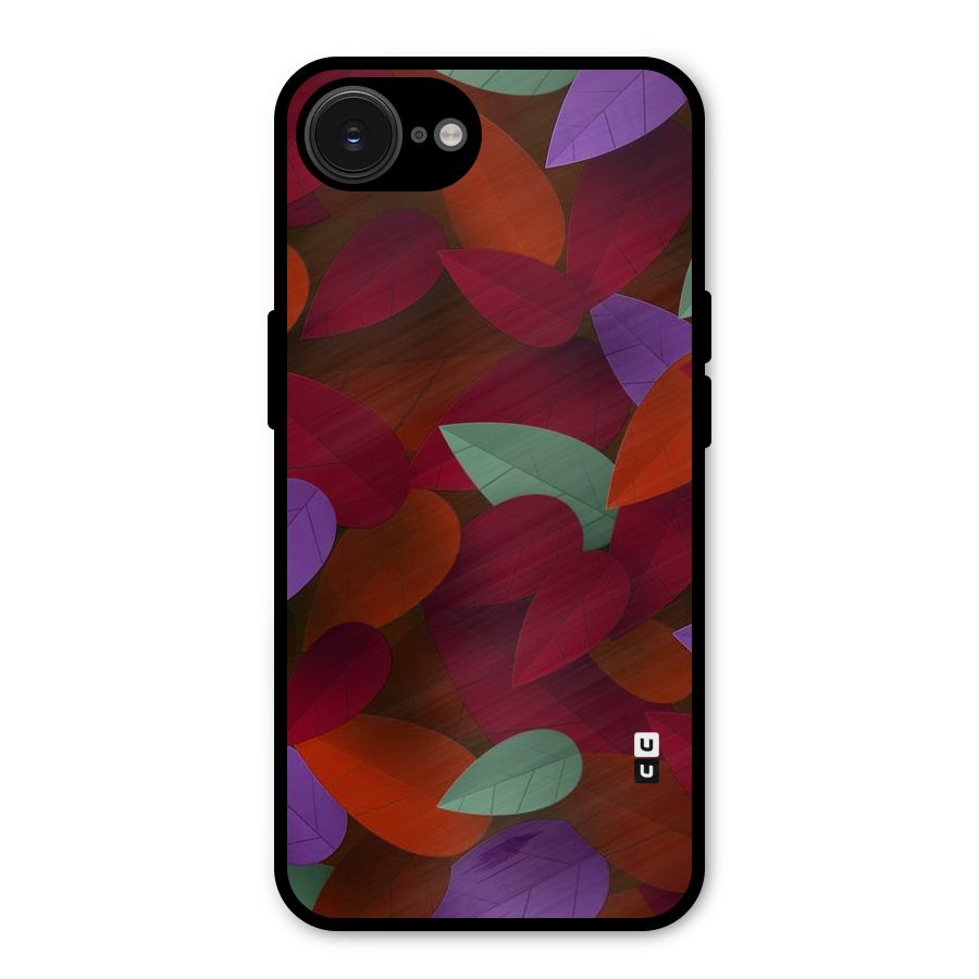 Aesthetic Colorful Leaves Metal Back Case for iPhone 16e
