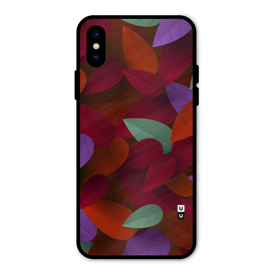 Aesthetic Colorful Leaves Metal Back Case for iPhone X