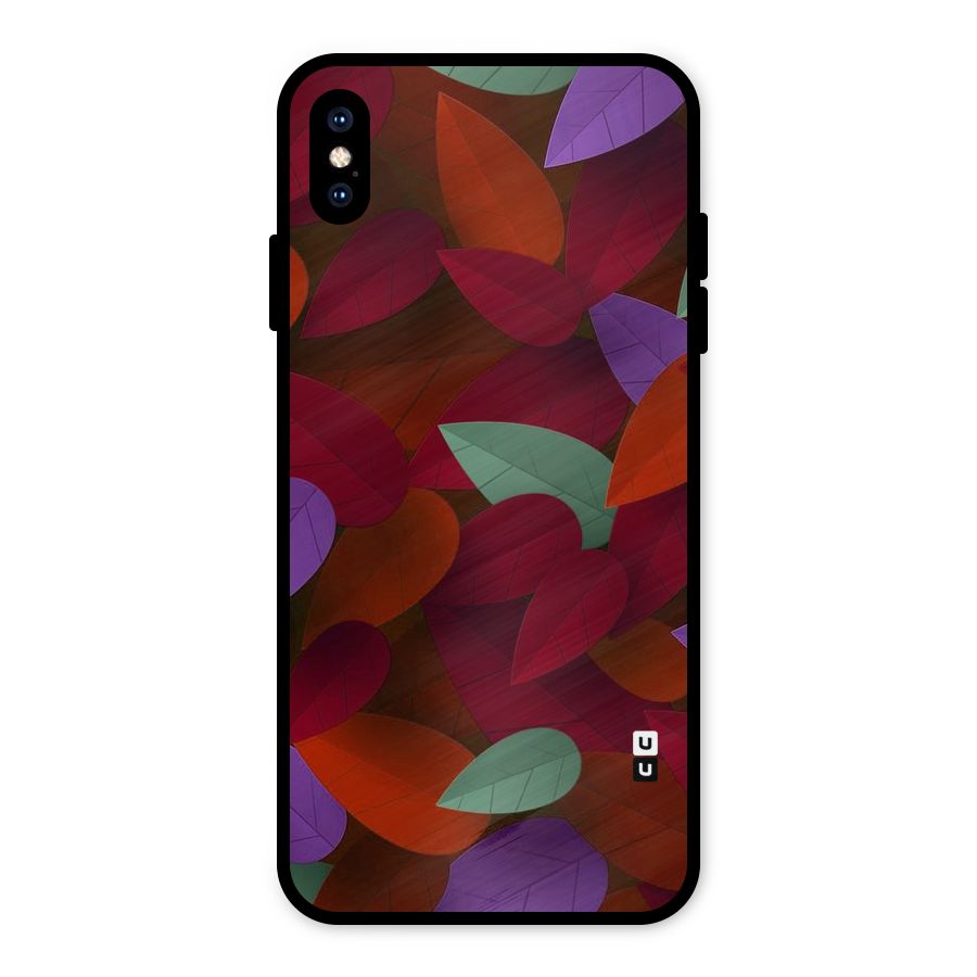 Aesthetic Colorful Leaves Metal Back Case for iPhone XS Max
