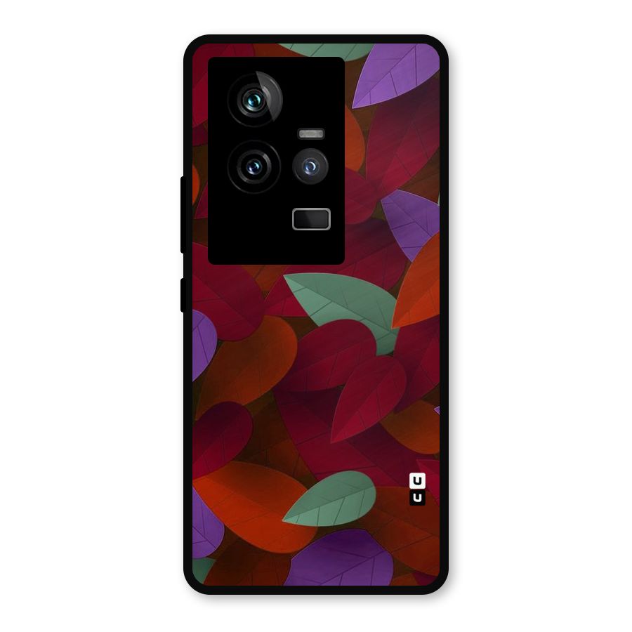 Aesthetic Colorful Leaves Metal Back Case for iQOO 11 5G