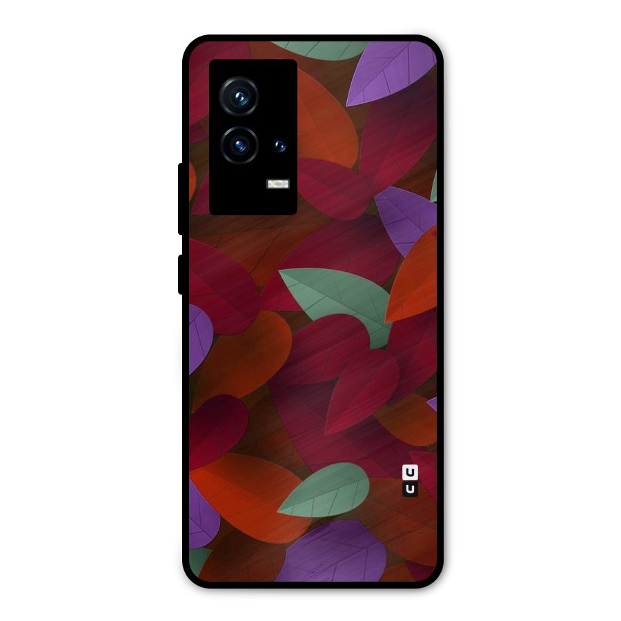 Aesthetic Colorful Leaves Metal Back Case for iQOO 9 5G