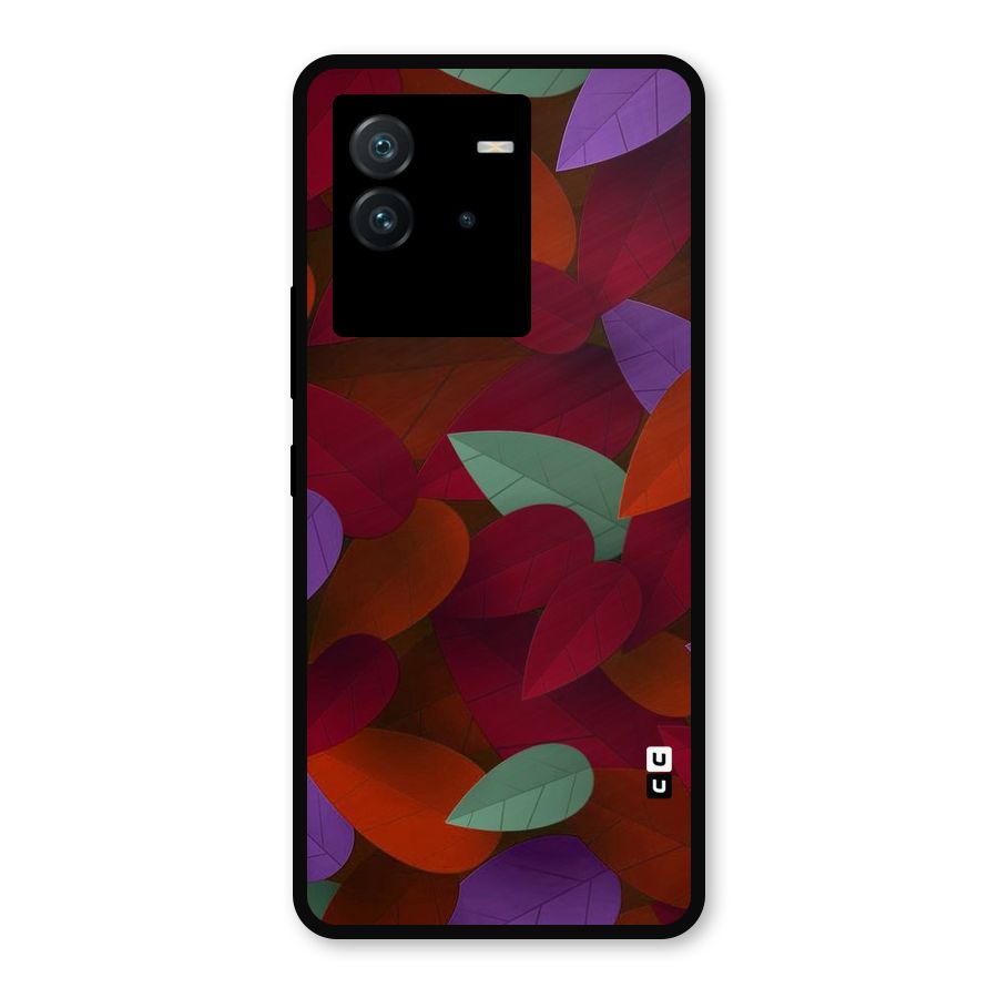 Aesthetic Colorful Leaves Metal Back Case for iQOO Neo 6 5G