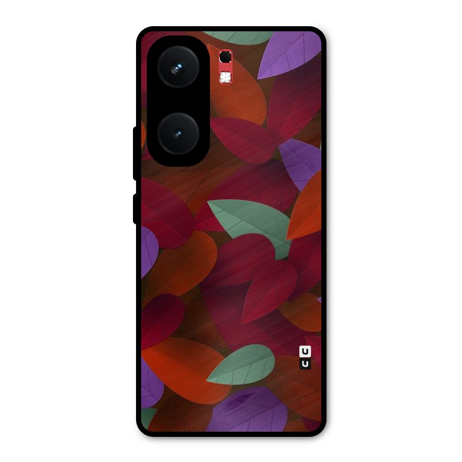 Aesthetic Colorful Leaves Metal Back Case for iQOO Neo 9 Pro