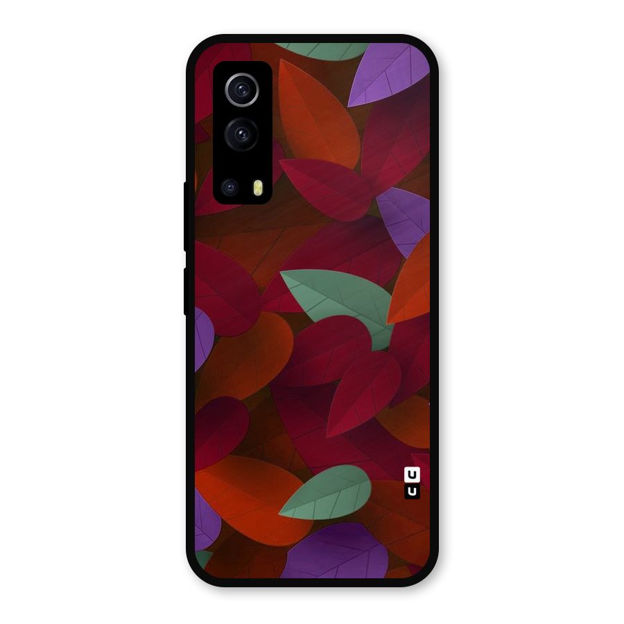 Aesthetic Colorful Leaves Metal Back Case for iQOO Z3