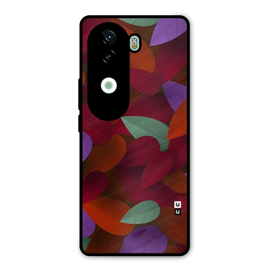 Aesthetic Colorful Leaves Metal Back Case for iQOO Z9s