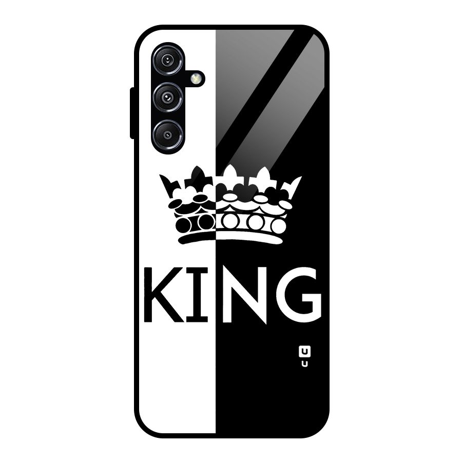 Aesthetic Crown King Glass Back Case for Galaxy M34 5G