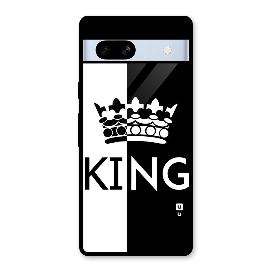 Aesthetic Crown King Glass Back Case for Google Pixel 7a