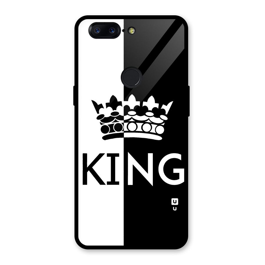 Aesthetic Crown King Glass Back Case for OnePlus 5T