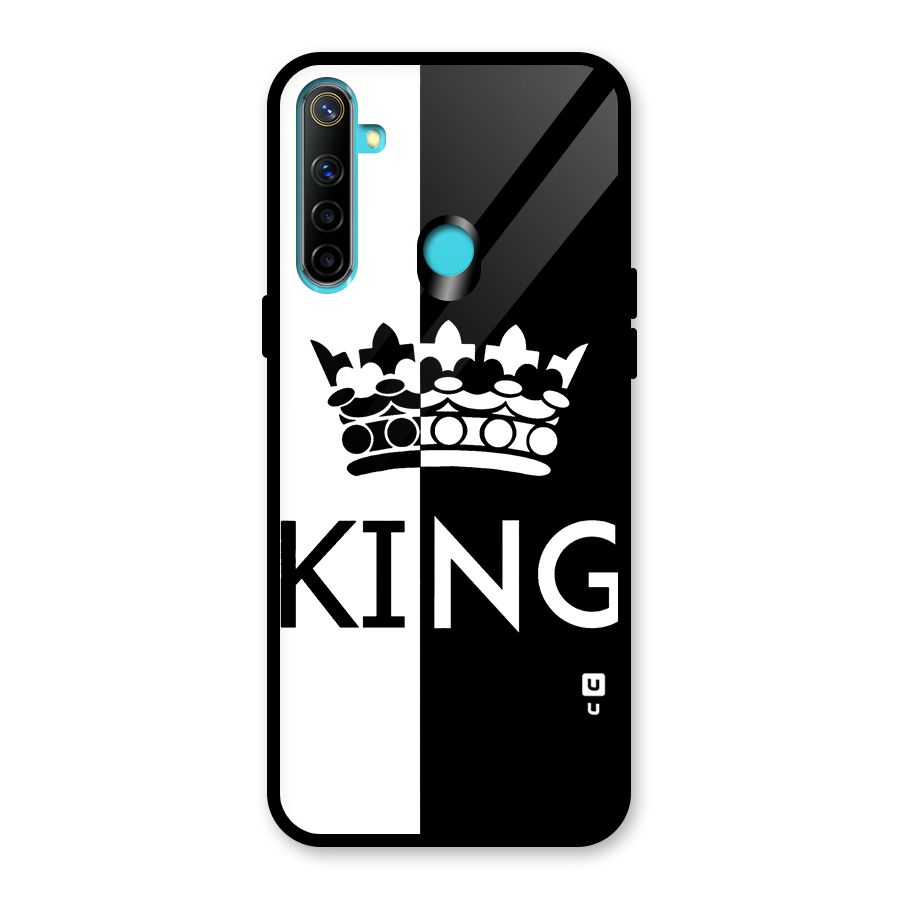 Aesthetic Crown King Glass Back Case for Realme 5i