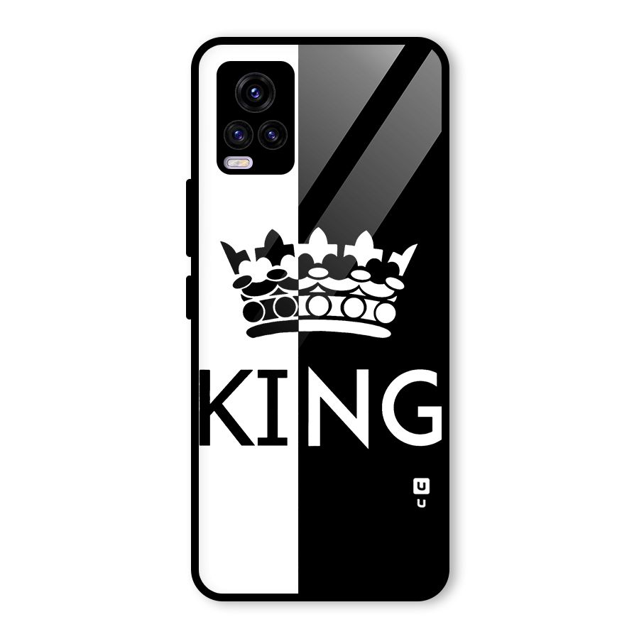 Aesthetic Crown King Glass Back Case for Vivo V20 2021