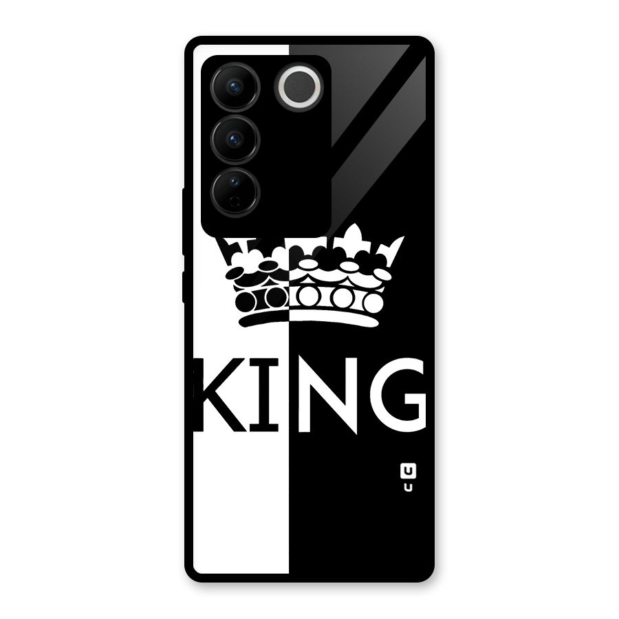 Aesthetic Crown King Glass Back Case for Vivo V27