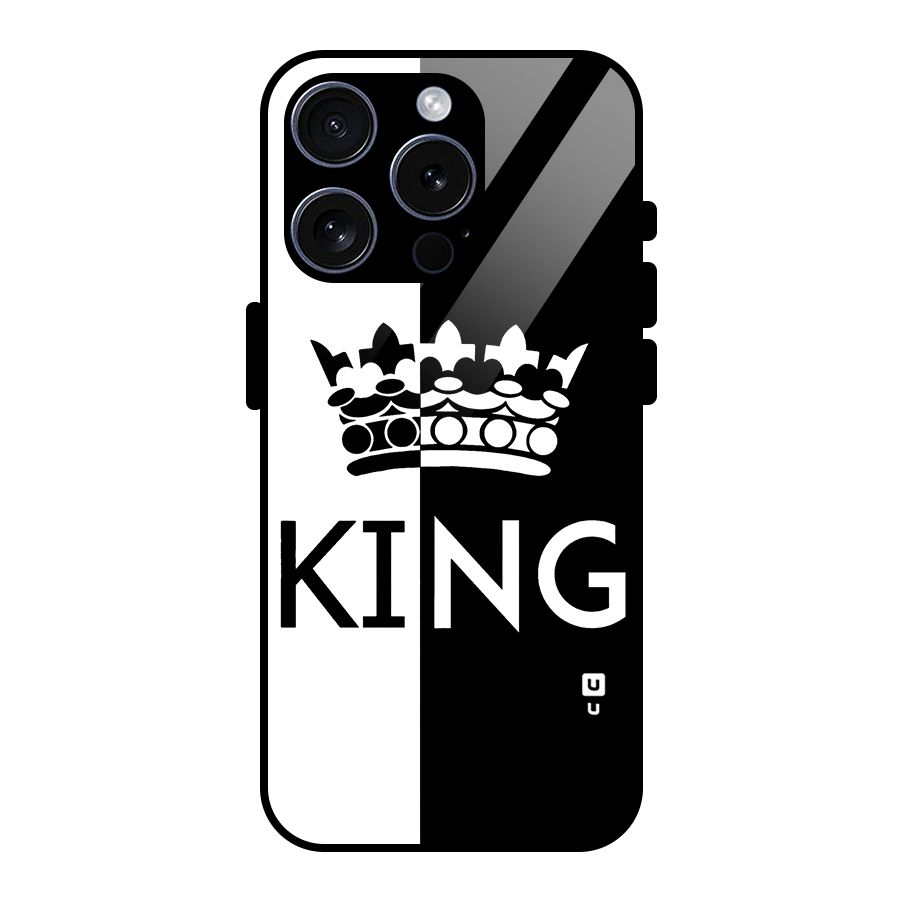 Aesthetic Crown King Glass Back Case for iPhone 15 Pro