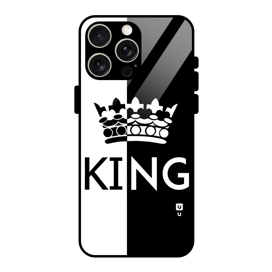 Aesthetic Crown King Glass Back Case for iPhone 15 Pro Max