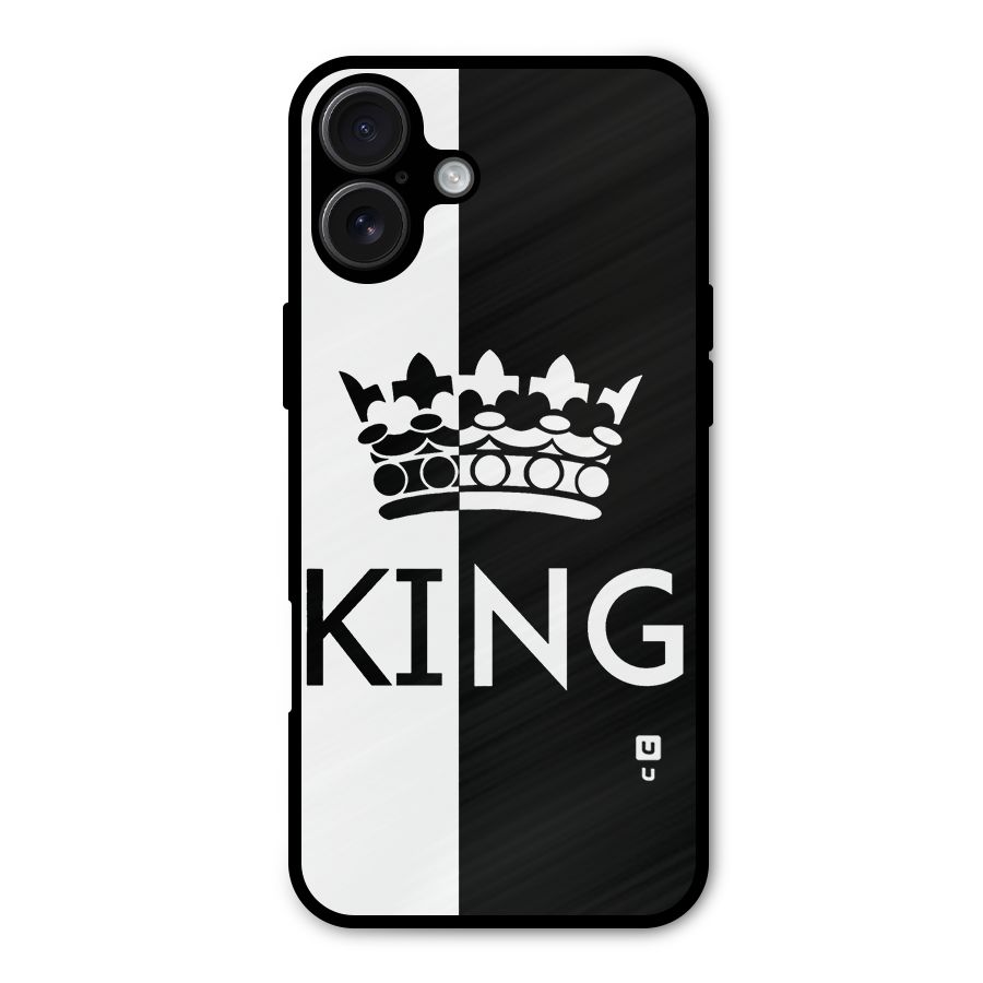 Aesthetic Crown King Metal Back Case for iPhone 16 Plus