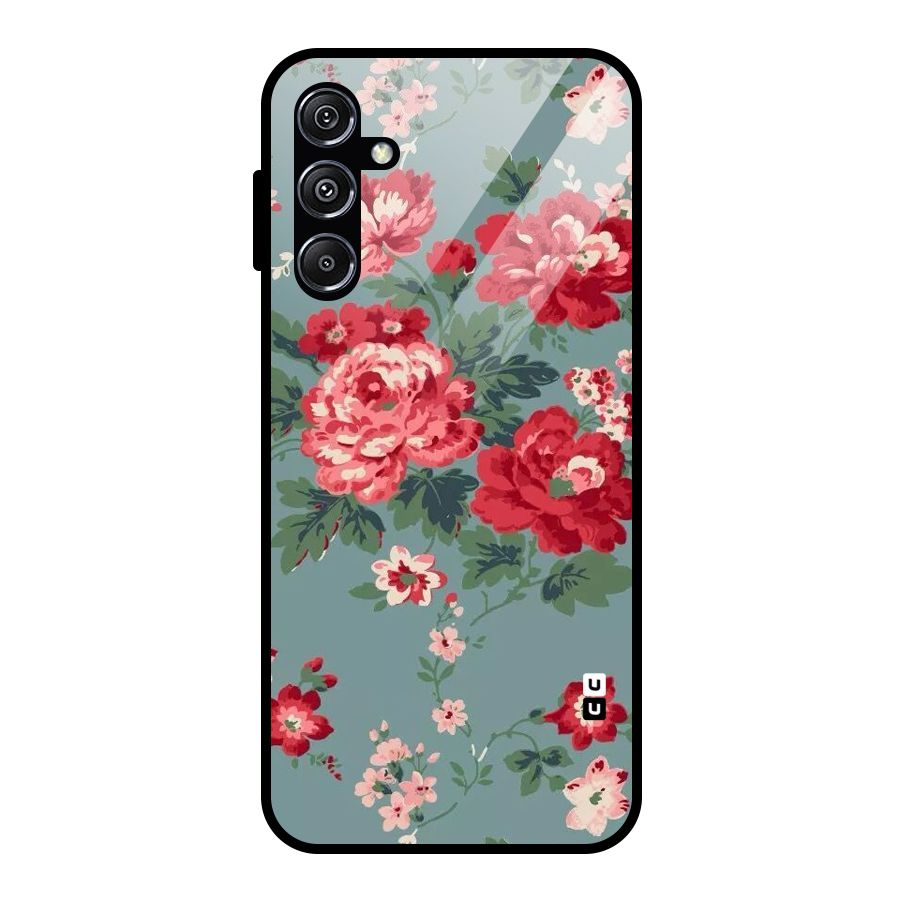 Aesthetic Floral Red Glass Back Case for Galaxy M34 5G