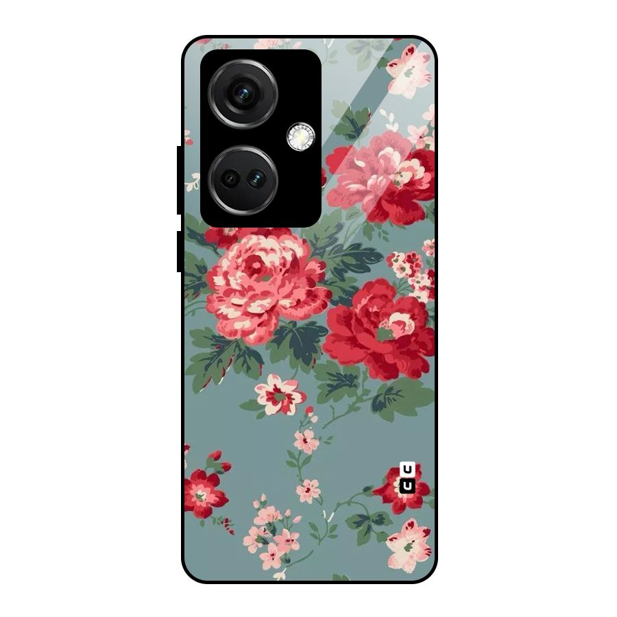 Aesthetic Floral Red Glass Back Case for OnePlus Nord CE 3 5G