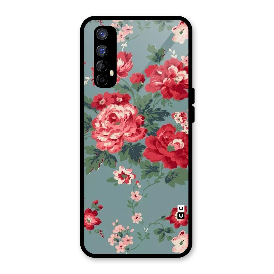 Aesthetic Floral Red Glass Back Case for Realme 7