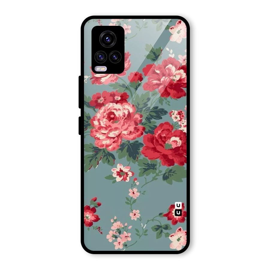 Aesthetic Floral Red Glass Back Case for Vivo V20 2021