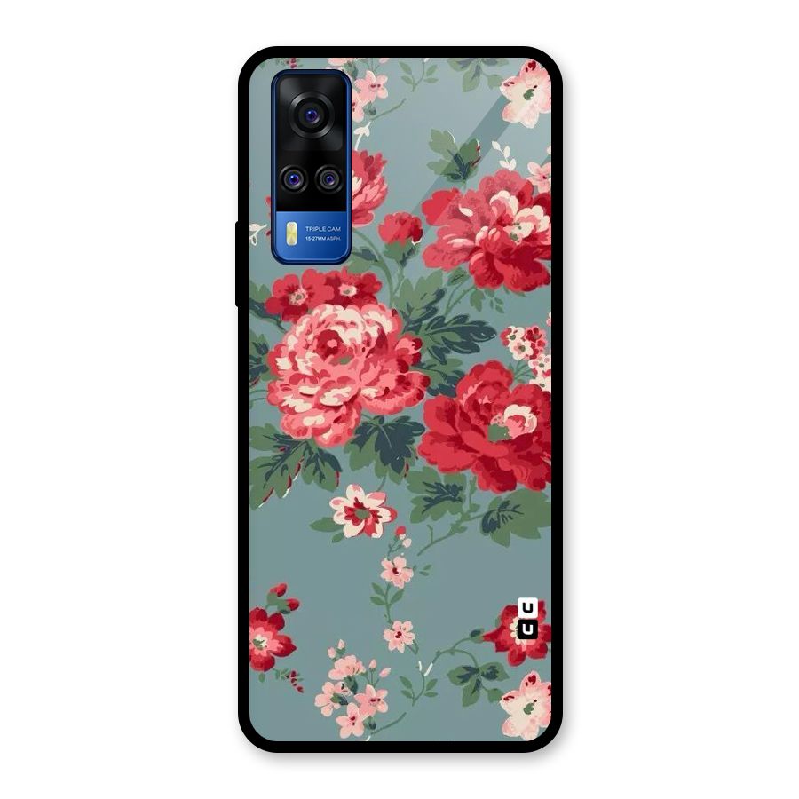 Aesthetic Floral Red Glass Back Case for Vivo Y31