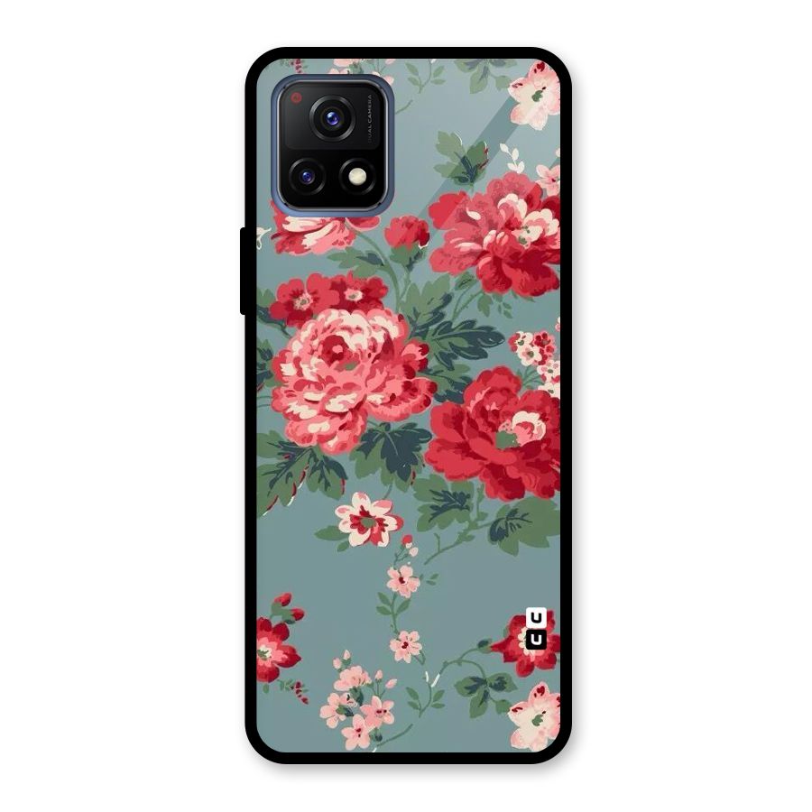 Aesthetic Floral Red Glass Back Case for Vivo Y72 5G
