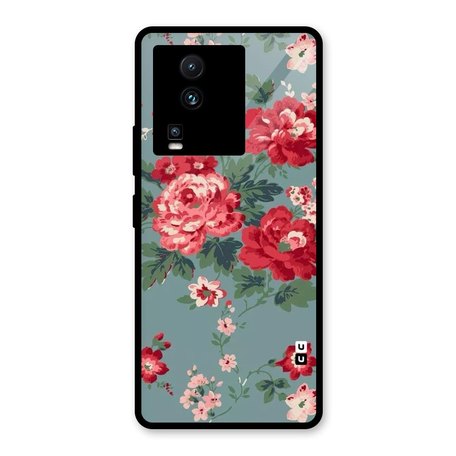 Aesthetic Floral Red Glass Back Case for Vivo iQOO Neo 7