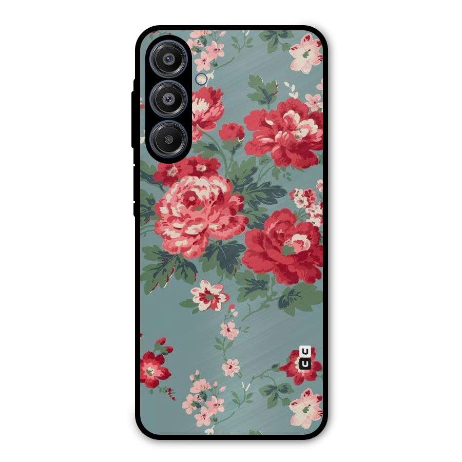 Aesthetic Floral Red Metal Back Case for Galaxy A16 5G