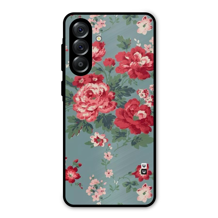 Aesthetic Floral Red Metal Back Case for Galaxy A36