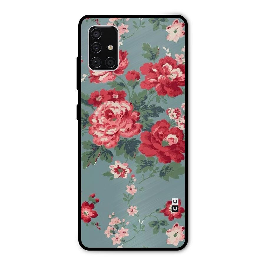 Aesthetic Floral Red Metal Back Case for Galaxy A51