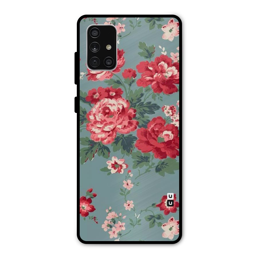 Aesthetic Floral Red Metal Back Case for Galaxy A71