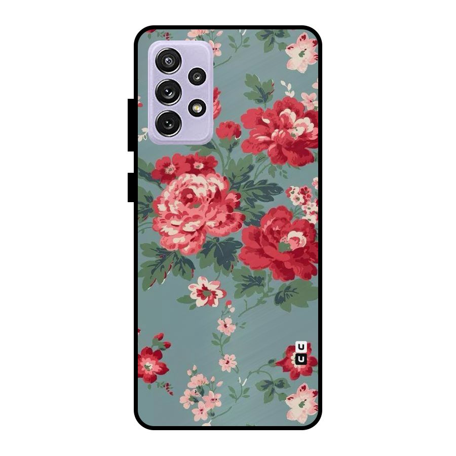 Aesthetic Floral Red Metal Back Case for Galaxy A72