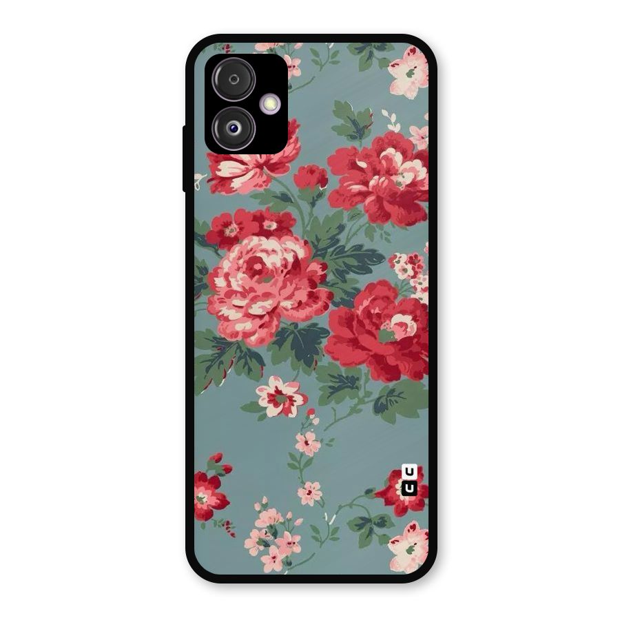 Aesthetic Floral Red Metal Back Case for Galaxy F14