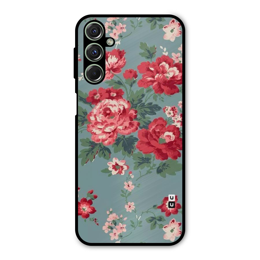 Aesthetic Floral Red Metal Back Case for Galaxy M34