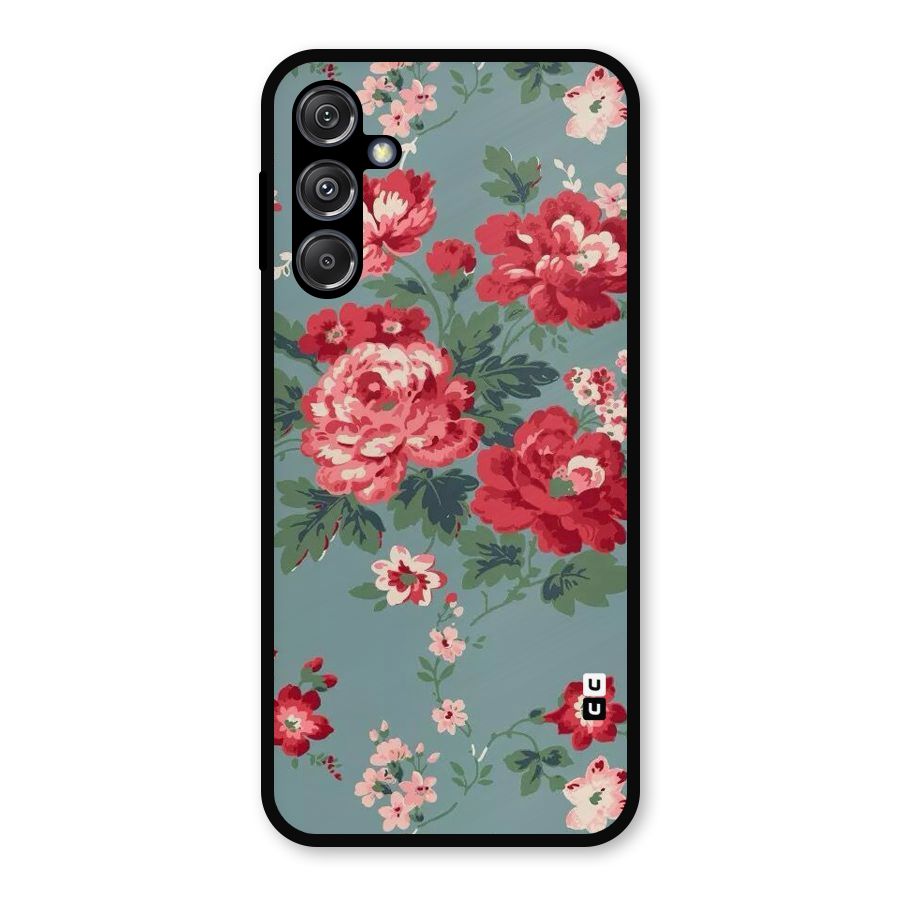 Aesthetic Floral Red Metal Back Case for Galaxy M34 5G