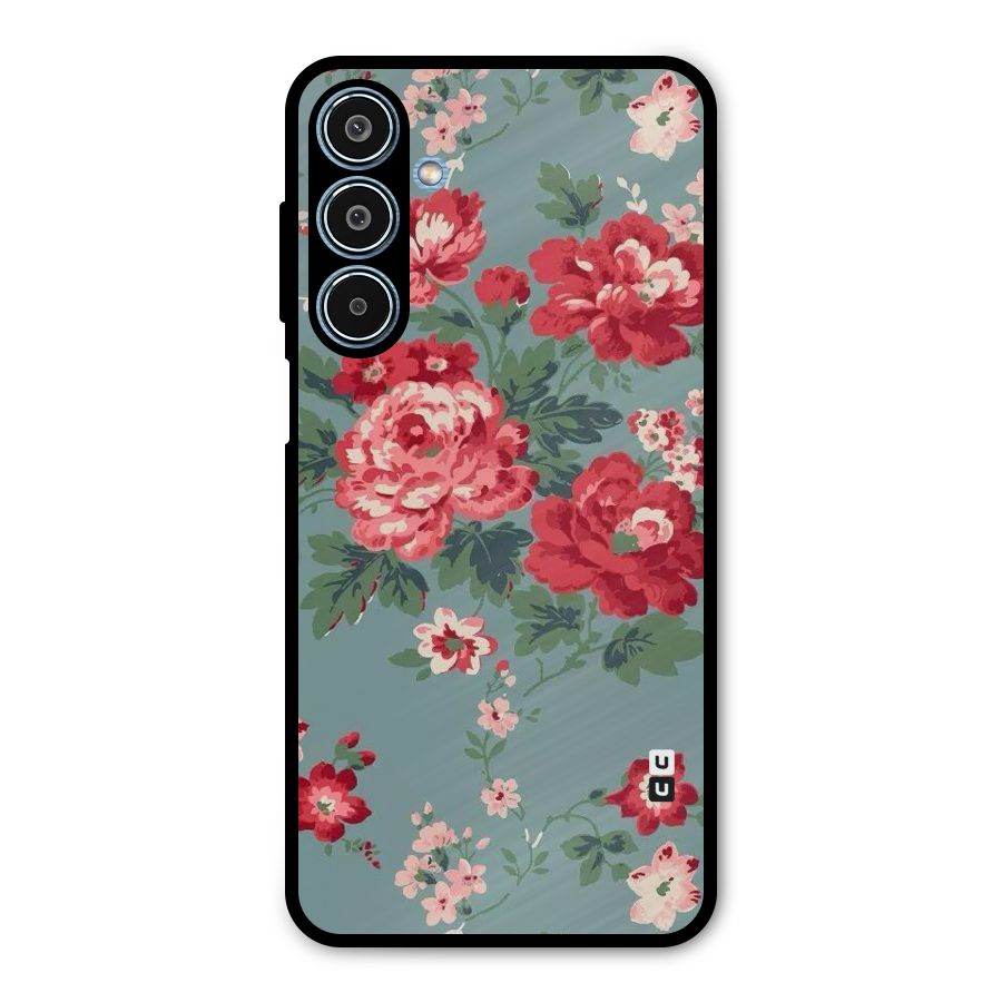 Aesthetic Floral Red Metal Back Case for Galaxy M35